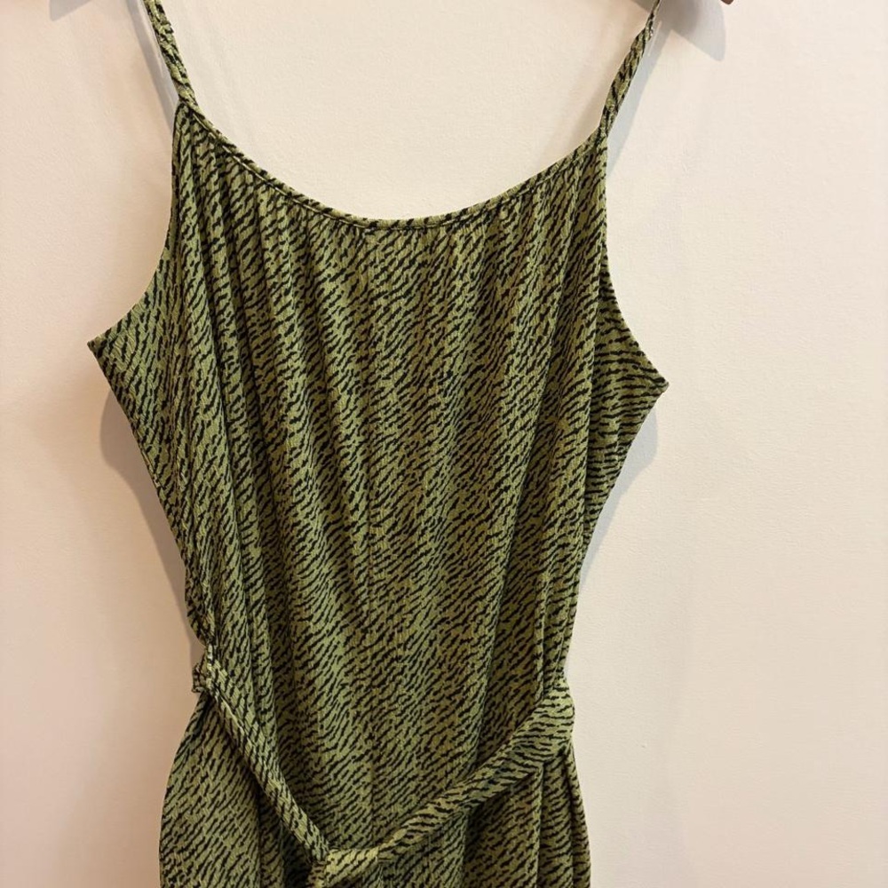 Suzy Shier Olive and Black Patterned Jumpsuit